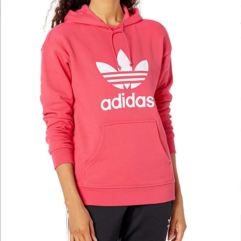 𝅺Adidas NWT Coral Pink Trefoil Hoodie. Sz Small
